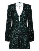 ROTATE Birger Christensen Sequins Mini Flowy Dress Grön