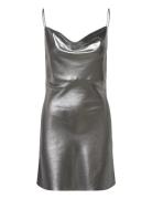 ROTATE Birger Christensen Metallic Mini Slip Dress Silver