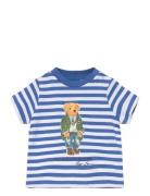 Ralph Lauren Baby Striped Polo Bear Cotton Jersey Tee Blå