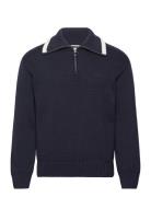 GANT Relaxed Plain Cotton H-Zip Marinblå