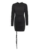 ROTATE Birger Christensen Slinky Mini Ruffle Dress Svart