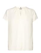 Calvin Klein Metal Bar Short Sleeve Blouse Kräm