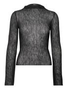 Gina Tricot Plisse Flare Sleeve Top Svart