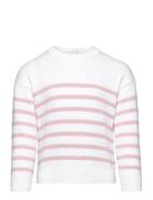 Mango Striped Cotton-Blend Sweater Rosa