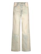 Mango High-Waist Wideleg Jeans Blå