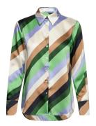 Mango Satin Striped Shirt Beige