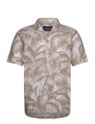 Lindbergh Washed Aop S/S Resort Shirt Beige