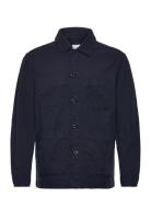 GANT Gmnt Dyed Cotton Linen Overshirt Marinblå