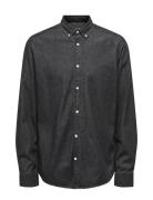 ONLY & SONS Onsday Reg Btn Down Chambray Ls Shirt Svart