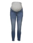 Mamalicious Mlmendez Slim Frayed 7/8 Jeans Cur Blå