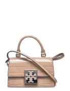 Tory Burch Bon Bon Croc Embossed Mini Top-Handle Bag Beige