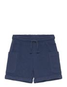Mango Textured Cotton-Blend Bermuda Shorts Marinblå