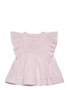 Mango Frills Embroidered Dress Rosa