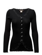 Rosemunde Rwbabette Silk Ls V-Neck Lace Cardi Svart