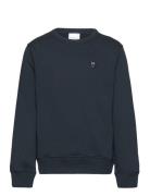 Knowledge Cotton Apparel Regular Badge Crew Neck Sweat - Got Blå