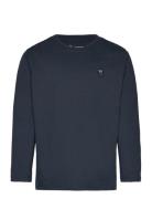 Knowledge Cotton Apparel Regular Fit Badge Long Sleeved - Go Marinblå