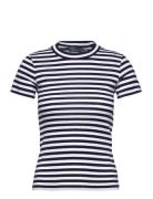 Polo Ralph Lauren Striped Ribbed Cotton Crewneck Tee Blå