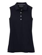 Peter Millar Banded Sport Mesh Sleeveless Button Polo Svart