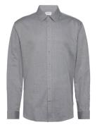 Lindbergh Mélange Herringb Shirt L/S Blå