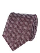 Portia 1924 Geometric Pattern Silk Tie Burgundy