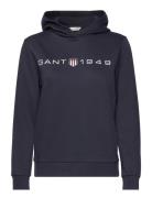 GANT Reg Printed Graphic Hoodie Blå