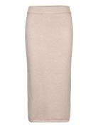 Mango Ribbed Midi Skirt Beige