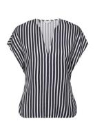 Tommy Hilfiger Fluid Stripe Vn Ss Blouse Svart