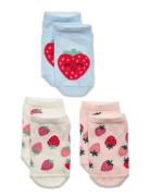 Lindex Ankle Socks 3P Strawberry Multi/patterned