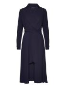 Lauren Ralph Lauren Long-Sleeve Georgette Midi Dress Marinblå