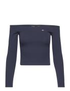 Tommy Jeans Tjw Off Shoulder Top Ls Marinblå