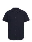 Clean Cut Copenhagen Bowling Julius Seersucker Shirts S/ Marinblå