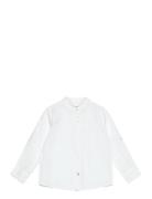 Mango Mao Collar Linen Shirt Vit