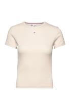 Tommy Jeans Tjw Slim Essential Rib Ss Ext Beige