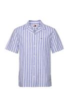 Tommy Jeans Tjm Stripe Linen Ss Shirt Ext Blå