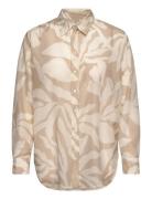 GANT Rel Palm Print Cot Silk Shirt Beige