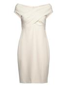 Lauren Ralph Lauren Crepe Off-The-Shoulder Cocktail Dress Kräm