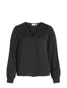 Vila Viellette V-Neck L/S Top - Noos Svart