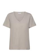 Calvin Klein Liquid Touch V Neck Tee Ss Beige