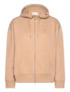 GANT Rel Shield Zip Hoodie Beige