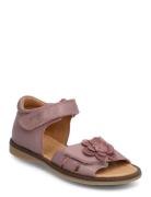 Pom Pom Flower Velcro Sandal Lila