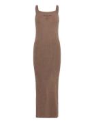 ROTATE Birger Christensen Ribbed Maxi Dress Brun