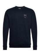 Knowledge Cotton Apparel Elm Small Print Owl Sweat - Gots/Ve Marinblå