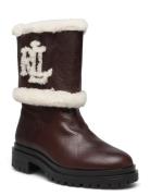 Lauren Ralph Lauren Carter Water-Repellent Leather Boot Brun