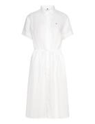 Tommy Hilfiger Linen Ss Midi Shirt Dress Vit