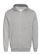 Knowledge Cotton Apparel Ask Regular Zip Hood Kangaroo Badge Grå