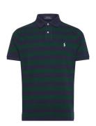 Polo Ralph Lauren Custom Slim Fit Striped Mesh Polo Shirt Marinblå