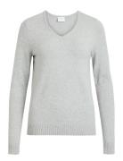 Vila Viril V-Neck L/S Knit Top - Noos Grå