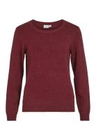 Vila Viril O-Neck L/S Knit Top - Noos Röd