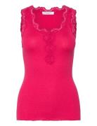 Rosemunde Silk Top W/ Button & Lace Rosa