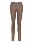 Object Objbelle Mw Coated Leggings Noos Brun